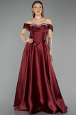 Abendkleid Lang Satin Weinrot ABU5530