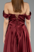 Abendkleid Lang Satin Weinrot ABU5530
