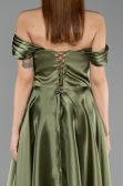 Abendkleid Lang Satin Khaki ABU5530