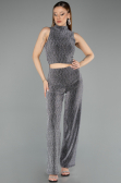 Partykleid Lang Schwarz-Silber ABU5533