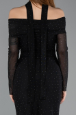 Partykleid Midi Steinbesetzt Schwarz ABK2491