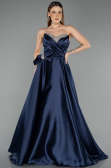 Abendkleid Lang Satin Marineblau ABU5541