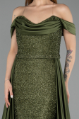 Abendkleid Lang Perlenbesetzt Khaki ABU5542