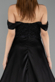 Abendkleid Lang Perlenbesetzt Schwarz ABU5542