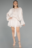 Abendkleid Mini Chiffon Beige ABK2499