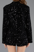 Abendkleid Kurz Pailletten-Samt Schwarz ABK2478