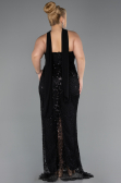 Abendkleid in Übergröße Lang Perlenbesetzt Schwarz ABU5495