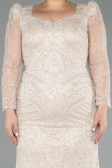 Abendkleid Lang Perlenbesetzt Beige ABU5387