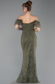 Abendkleid Lang Perlenbesetzt Khaki ABU5547