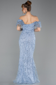 Abendkleid Lang Perlenbesetzt Indigo ABU5547