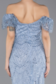 Abendkleid Lang Perlenbesetzt Indigo ABU5547