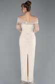 Abendkleid Lang Perlenbesetzt Beige ABU5550