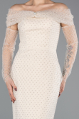 Abendkleid Lang Perlenbesetzt Beige ABU5550