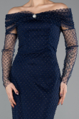 Abendkleid Lang Perlenbesetzt Marineblau ABU5550
