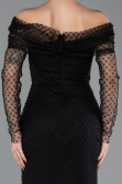 Abendkleid Lang Perlenbesetzt Schwarz ABU5550