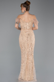 Abendkleid Lang Perlenbesetzt Gold ABU5557