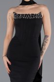 Abendkleid im Meerjungfrau-Stil Lang Schwarz ABU5566