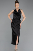 Partykleid Midi Satin Schwarz ABK2506