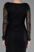 Standesamtkleid Lang Spitze Schwarz ABU5588