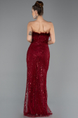 Abendkleid Lang Perlenbesetzt Weinrot ABU5590