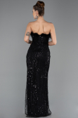 Abendkleid Lang Perlenbesetzt Schwarz ABU5590