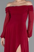 Abendkleid Lang Chiffon Weinrot ABU5591
