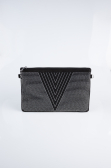 Portfolio-Handtasche Wildleder Schwarz-Silber KC414