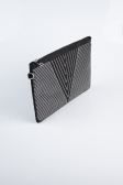 Portfolio-Handtasche Wildleder Schwarz-Silber KC414