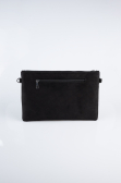 Portfolio-Handtasche Wildleder Schwarz-Silber KC414