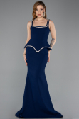 Abendkleid im Meerjungfrau-Stil Lang Marineblau ABU5597