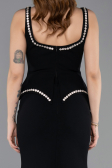 Abendkleid im Meerjungfrau-Stil Lang Schwarz ABU5597