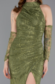 Abendkleid im Meerjungfrau-Stil Lang Spitze Khaki ABU5598