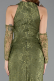 Abendkleid im Meerjungfrau-Stil Lang Spitze Khaki ABU5598