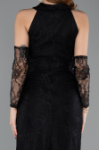 Abendkleid im Meerjungfrau-Stil Lang Spitze Schwarz ABU5598