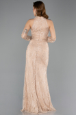 Abendkleid im Meerjungfrau-Stil Lang Spitze Nerzbraun ABU5598