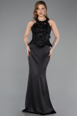 Abendkleid Lang Satin Schwarz ABU5601