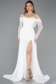 Standesamtkleid Lang Chiffon Weiß ABU5602