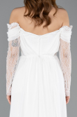 Standesamtkleid Lang Chiffon Weiß ABU5602