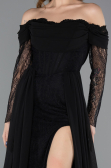 Standesamtkleid Lang Chiffon Schwarz ABU5602