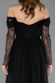 Standesamtkleid Lang Chiffon Schwarz ABU5602