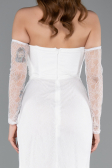 Standesamtkleid Lang Spitze Weiß ABU5603
