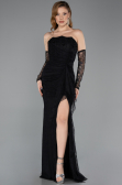 Standesamtkleid Lang Spitze Schwarz ABU5603