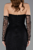 Standesamtkleid Lang Spitze Schwarz ABU5603