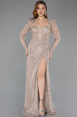 Abendkleid Lang Spitze Nerzbraun ABU5604