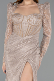 Abendkleid Lang Spitze Nerzbraun ABU5604