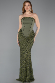 Abendkleid im Meerjungfrau-Stil Lang Spitze Khaki ABU5612