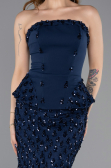 Abendkleid im Meerjungfrau-Stil Lang Spitze Marineblau ABU5612