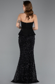 Abendkleid im Meerjungfrau-Stil Lang Spitze Schwarz ABU5612
