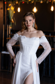 Standesamtkleid Lang Chiffon Weiß ABU5602