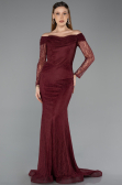 Abendkleid Lang Spitze Weinrot ABU5617